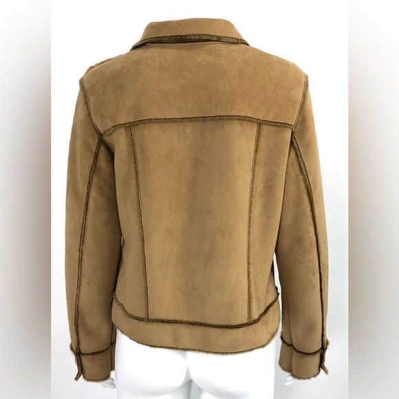 Saks Fifth Avenue Jacket Tan Faux Suede Real Clothes - Picture 6 of 13